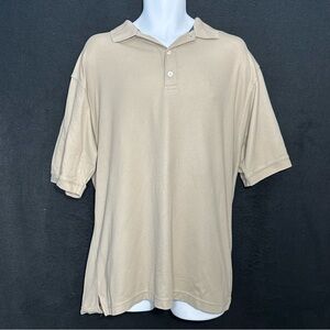 Men's XL Tan Collared Logo Embroidered Cool 18 Short Sleeve Golf Polo - Haggar